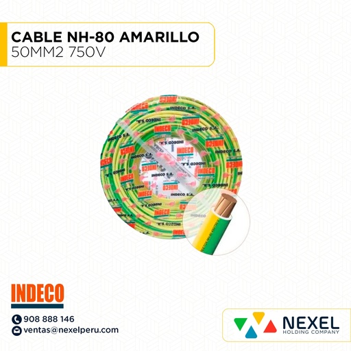 [A12932] CABLE NH-80 50MM2 750V AMARILLO INDECO