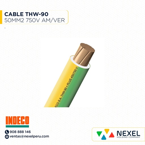 [A12931] CABLE THW-90 750V 50MM2 AMARILLO INDECO