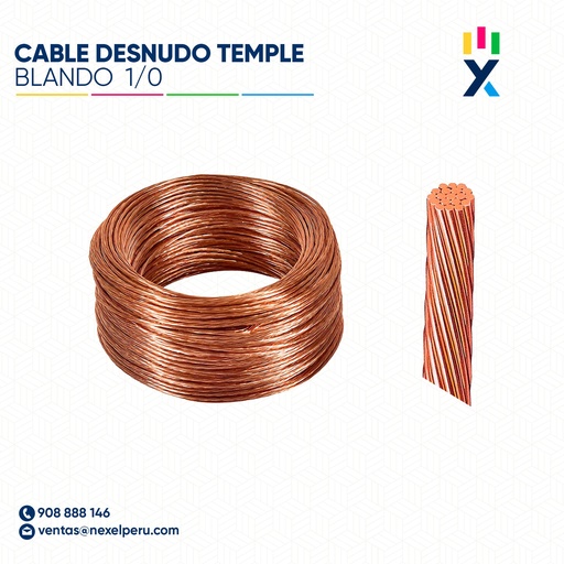 [A82928-6] CABLE DESNUDO TEMPLE BLANDO 1/0 NACIONAL