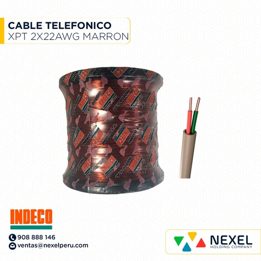 [A62888-1] CABLE TELEFONICO XPT 2X22AWG MARRON INDECO