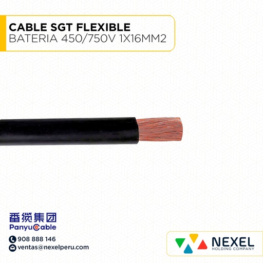 [A12859] CABLE SGT FLEXIBLE BATERIA 450/750V 1X16MM2 NEGRO PANYU