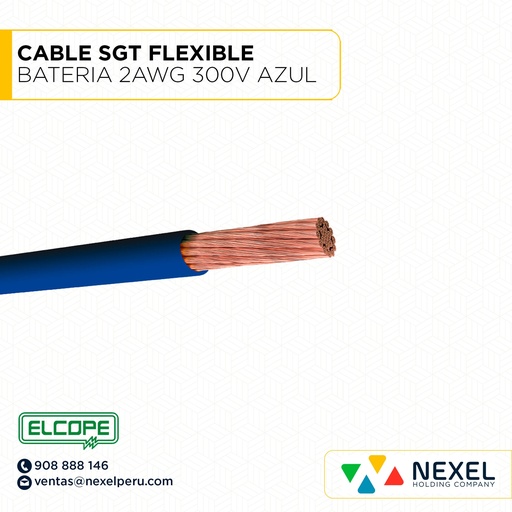 [A12853] CABLE SGT FLEXIBLE BATERIA 2AWG 300V AZUL ELCOPE