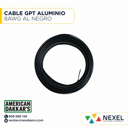 [A12840-3] CABLE GPT ALUMINIO 8AWG AL NEGRO DAKKAR`S