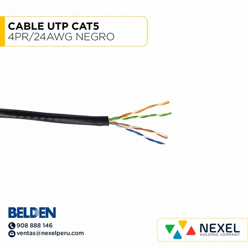 [A62684] CABLE UTP CAT5 4PR/24AWG NEGRO BELDEN