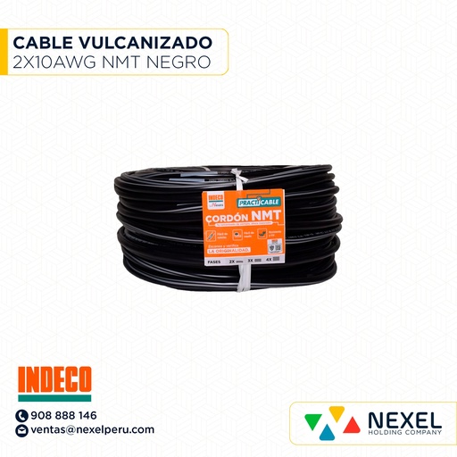 [A22547-3] CABLE VULCANIZADO NMT 2X10AWG 500V NEGRO INDECO