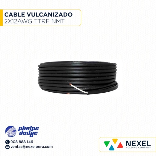 [A22544-2] CABLE VULCANIZADO TTRF NMT 2X12AWG NEGRO PHELPS DODGE
