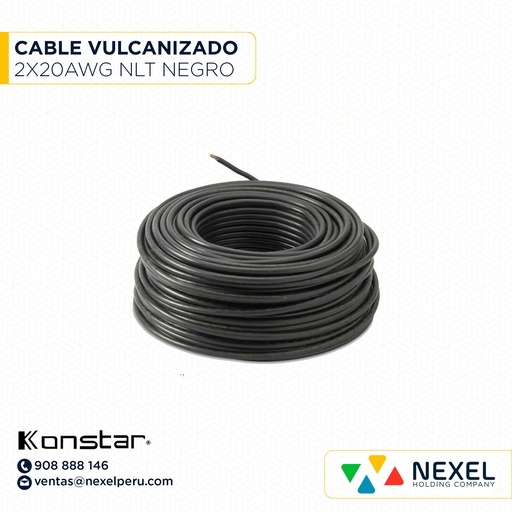 [A22538-1] CABLE VULCANIZADO NLT 2X20AWG NEGRO KONSTAR