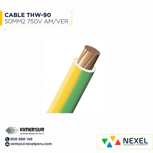 [A12424] CABLE THW-90 750V 50MM2 AMARILLO INMERSUR