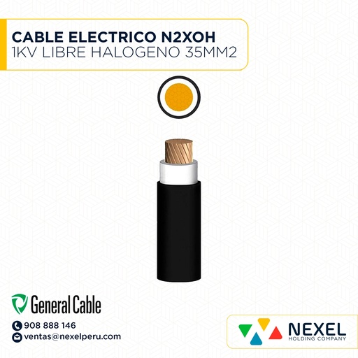 [A22376] CABLE ELECTRICO N2XOH 1KV LIBRE HALOGENO 35MM2 NEGRO CLASE GENERAL CABLE