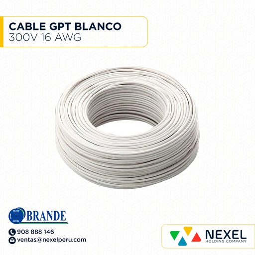 [A12374] CABLE GPT 300V 16 AWG BLANCO BRANDE