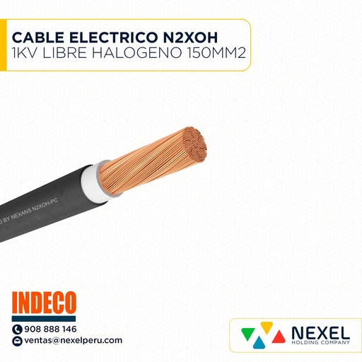 [A22193] CABLE ELECTRICO N2XOH 1KV LIBRE HALOGENO 150MM2 NEGRO INDECO
