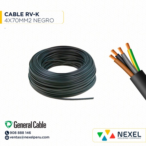 [A22192-1] CABLE RVK 4X70MM2 0.6/1KV NEGRO GENERAL CABLE