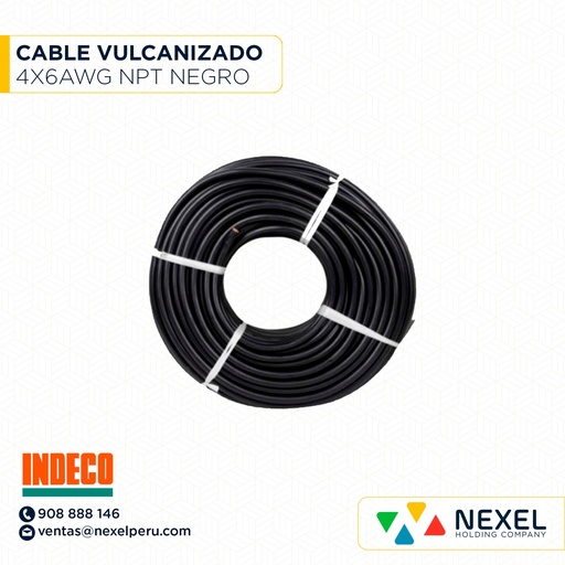 [A22188-2] CABLE VULCANIZADO NPT 4X6AWG 1KV NEGRO INDECO