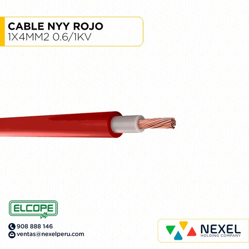 [A21626] CABLE NYY 1X4MM2 0.6/1KV ROJO ELCOPE