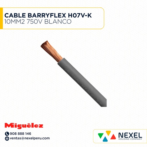 [A11610] CABLE BARRYFLEX H07V-K 10MM2 750V BLANCO (X 150MT) MIGUELEZ 
