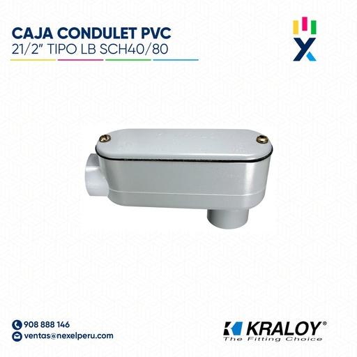 [B743639] CAJA CONDULET PVC OVALADA TIPO LB SCH40/80 21/2" (62MM) UL651 KRALOY