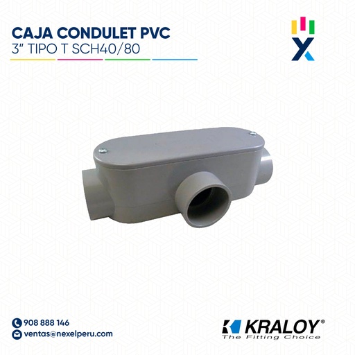 [B743664] CAJA CONDULET PVC OVALADA TIPO T SCH40/80 3" (75MM) UL651 KRALOY