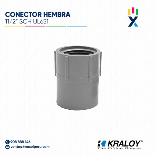 [B743677] CONECTOR PVC HEMBRA SCH40/80 11/2" (38MM) UL651 KRALOY