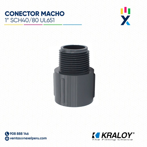 [B743684] CONECTOR PVC MACHO SCH40/80 1" (25MM) UL651 KRALOY