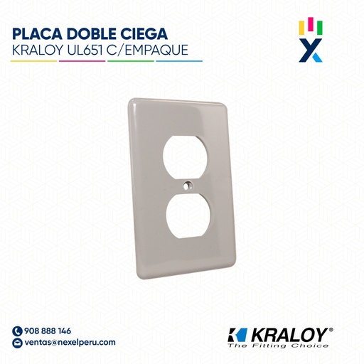 [B743716] PLACA DOBLE CIEGA KRALOY UL651 C/EMPAQUE