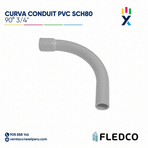 [B743545] CURVA CONDUIT PVC 90° SCH80 3/4" XTR. BELL FLEDCO
