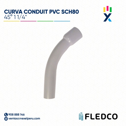[B743557] CURVA CONDUIT PVC 45° SCH80 11/4" XTR. BELL FLEDCO
