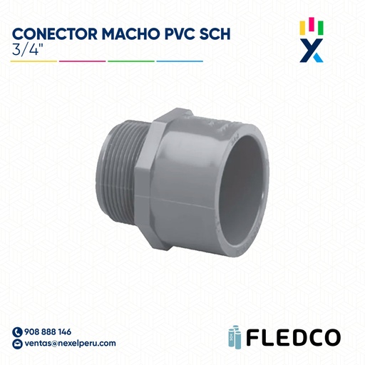 [B743575] CONECTOR MACHO PVC SCH40/80 3/4" FLEDCO