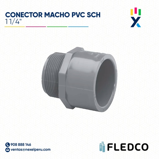 [B743577] CONECTOR MACHO PVC SCH40/80 11/4" FLEDCO