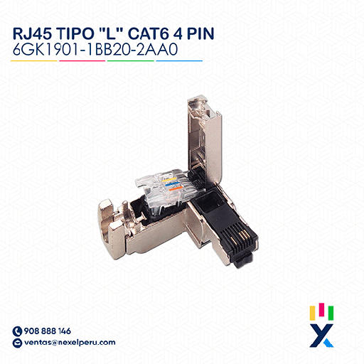 [A66272] CONECTOR PLUG RJ45 TIPO "L" BLIND CAT6 4 PIN PROFINET 6GK1901-1BB20-2AA0